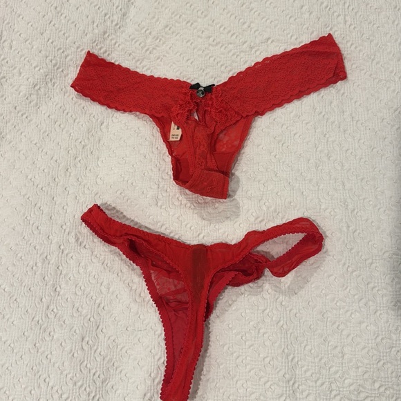 Victoria Secret red lace thongs - Picture 2 of 5